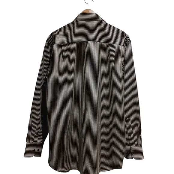 Rosso Fiorentino Black and Tan Striped Men's Dress Shirt - Picture 5 of 5